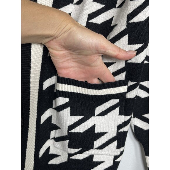 BALTIC BORN Leroy Houndstooth Knit Cardigan Medium Black White NEW Sweater Fall - Picture 3 of 9
